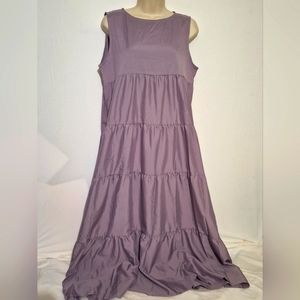 ZANZEA Women's Grey Short Sleeve Swing Loose Maxi Party Dress Size Medium M